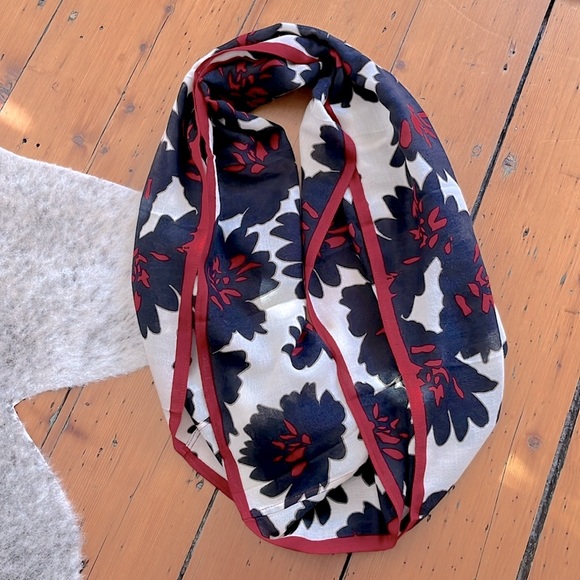 J. Crew Accessories - J.Crew Burgundy/Navy Floral Wool Infinity Scarf